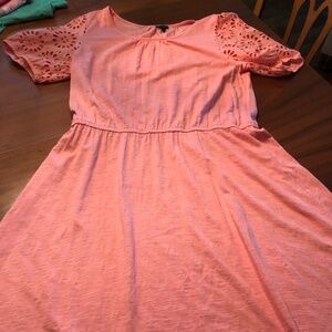 Womens XL TOMMY BAHAMA Coral Pink SS Beach DRESS Cotton Blend BEAUTIFUL
